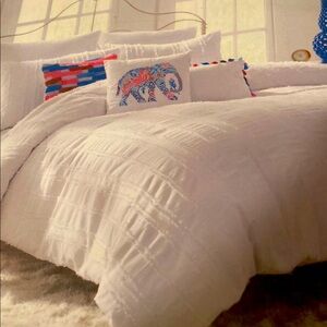 Set of 2 Twin White Cotton Duvet Cover Sets NEW